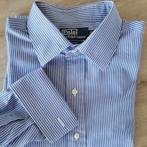 Polo Curham blue striped French cuff shirt 17/35